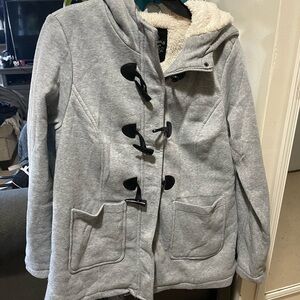 Cozy Gray Toggle Utility Jacket